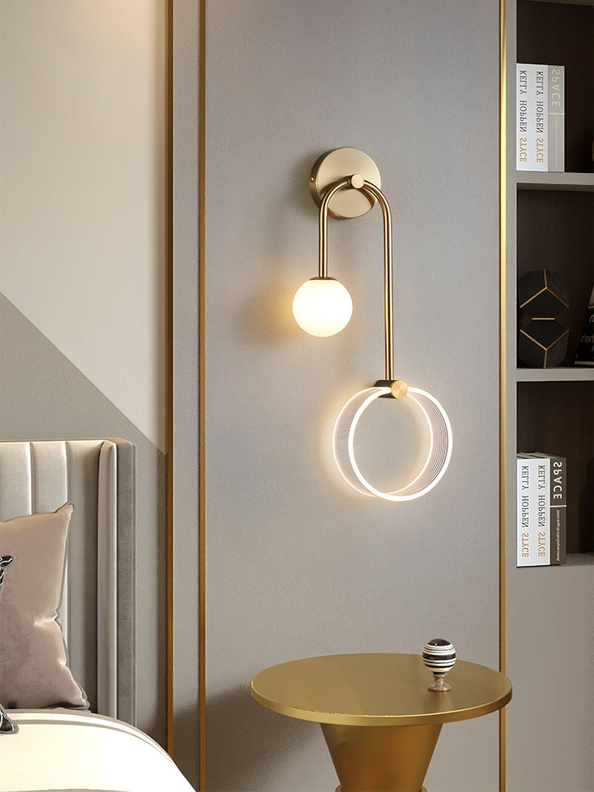 Warren aplică de perete din alamă, modernă, minimalistă, LED