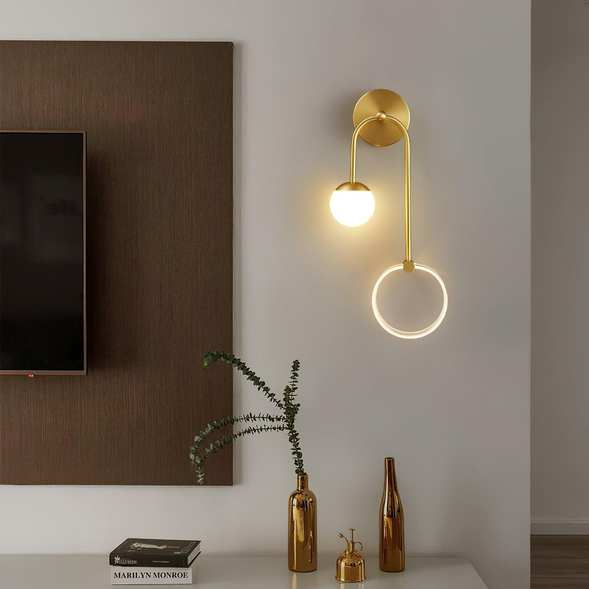 Warren aplică de perete din alamă, modernă, minimalistă, LED