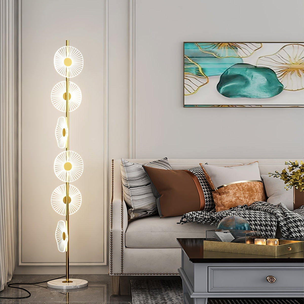 Carins lampadar Creative Circle modern, , alb/auriu, dormitor