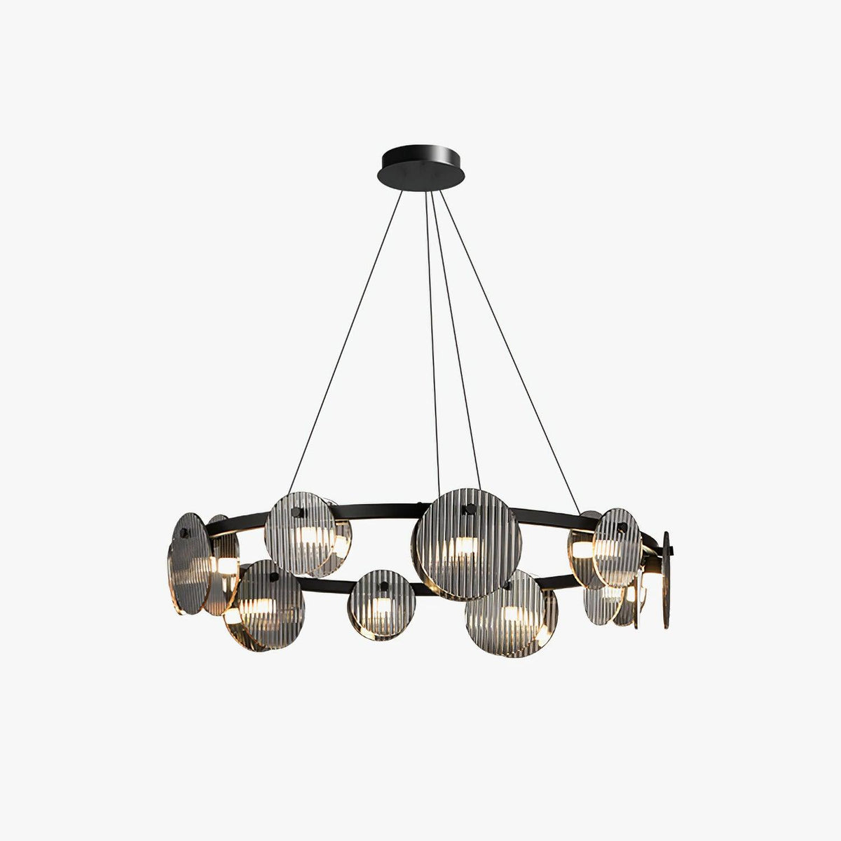 Eovin candelabru din sticlă fumuriu și metal negru