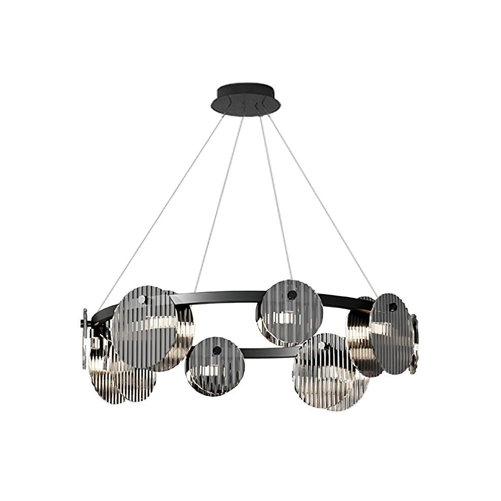 Eovin candelabru din sticlă fumuriu și metal negru