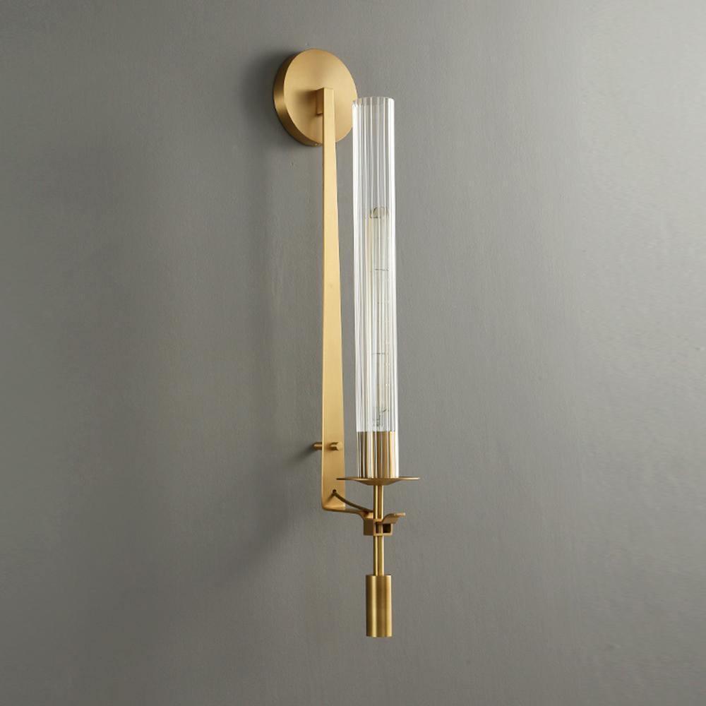 Veloora aplică de perete din alamă și sticlă, minimalistă, striată