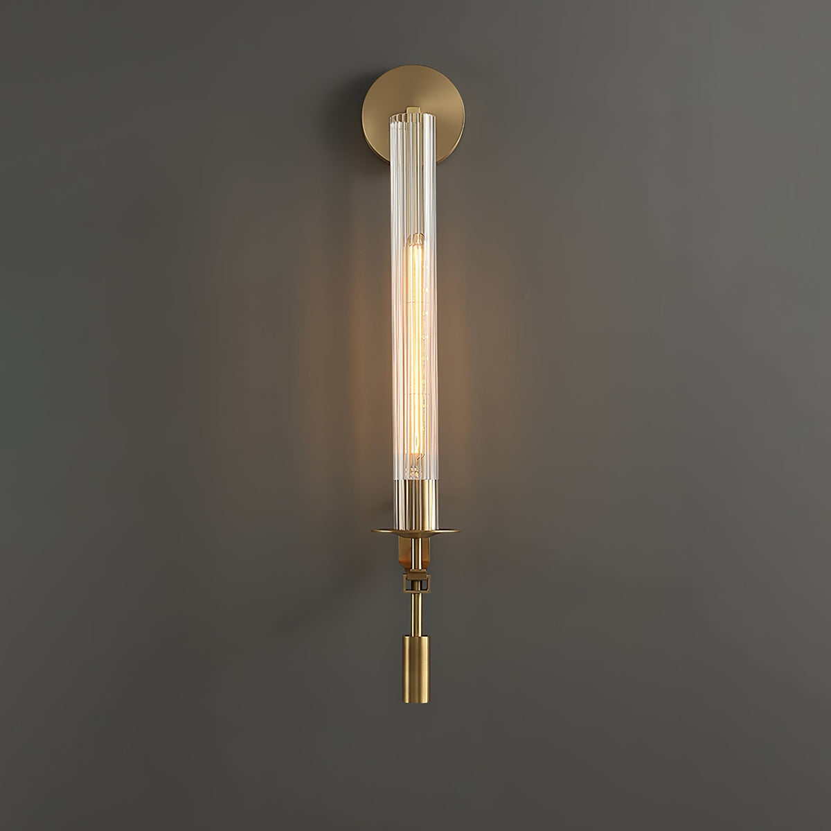 Veloora aplică de perete din alamă și sticlă, minimalistă, striată
