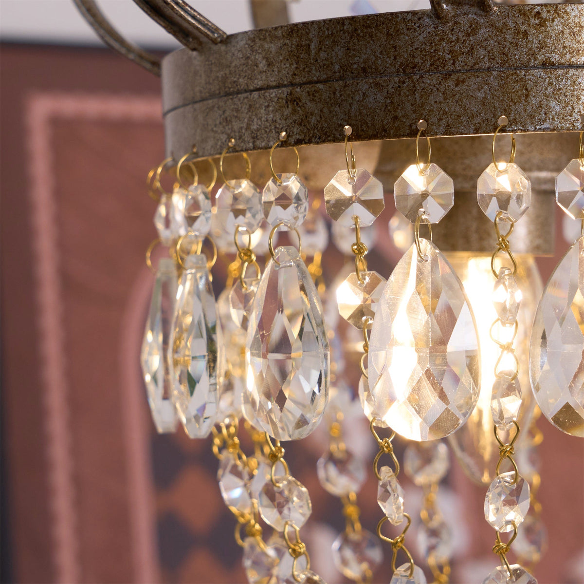 Abella candelabru cu Abajur din cristal în Formă de Lacrimă