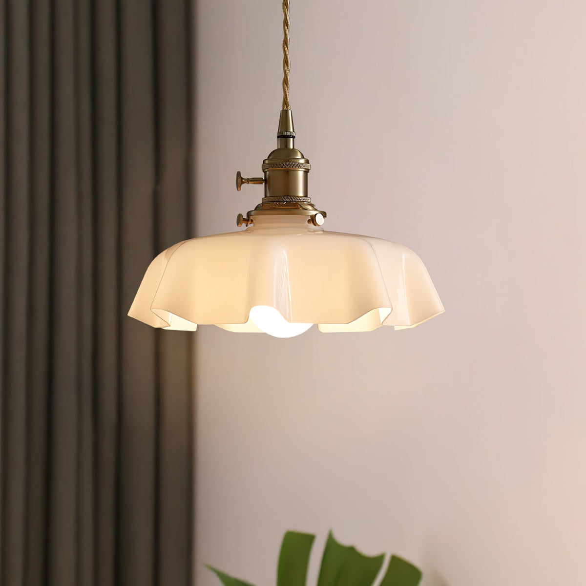 Civen lampă suspendată, rustică, cu margine ondulată