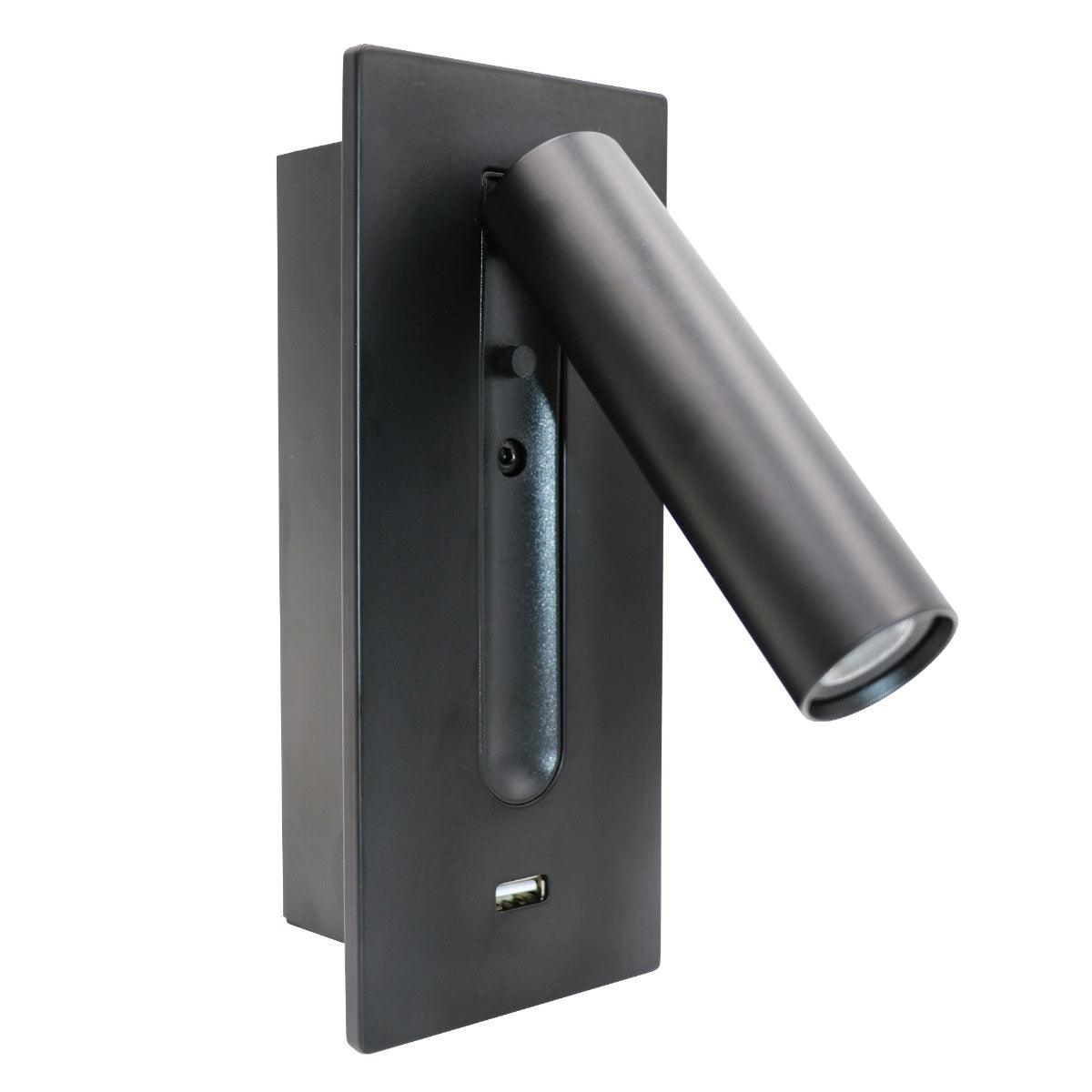 Sothis aplică de perete modernă minimalistă pentru pat USB negru