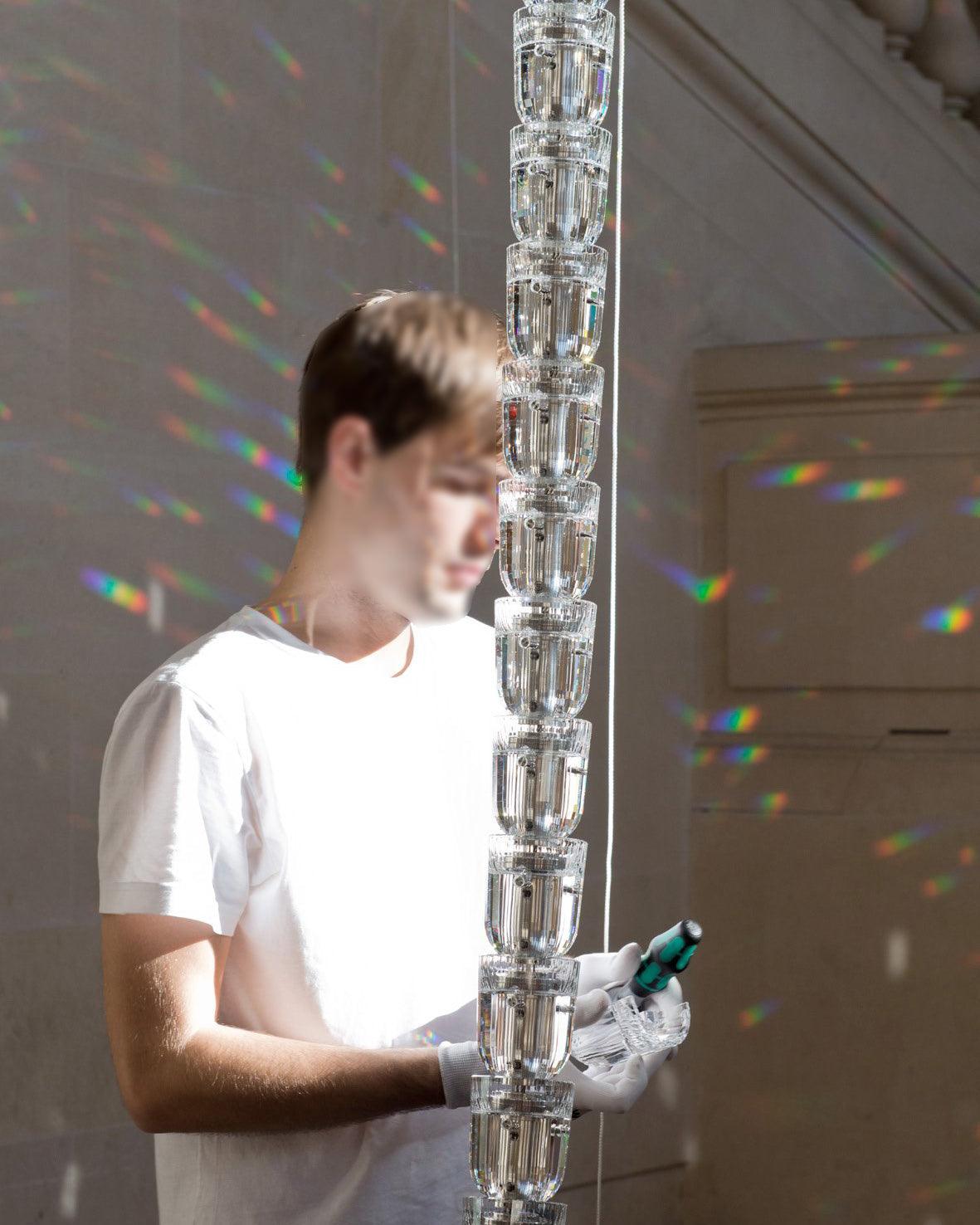 Nexus candelabru din cristal, cromat