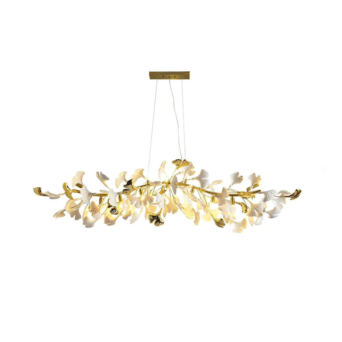 Dylo candelabru din alamă cu ramuri de petale ceramice liniare Ginkgo
