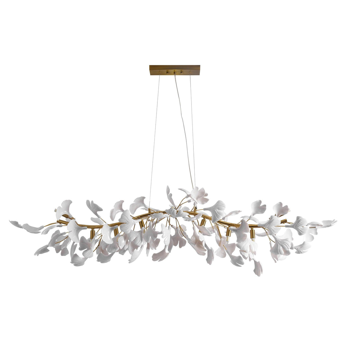 Dylo candelabru din alamă cu ramuri de petale ceramice liniare Ginkgo