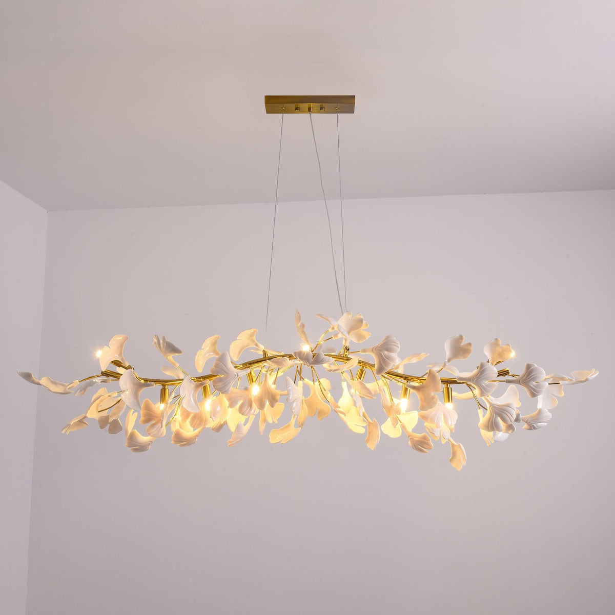 Dylo candelabru din alamă cu ramuri de petale ceramice liniare Ginkgo