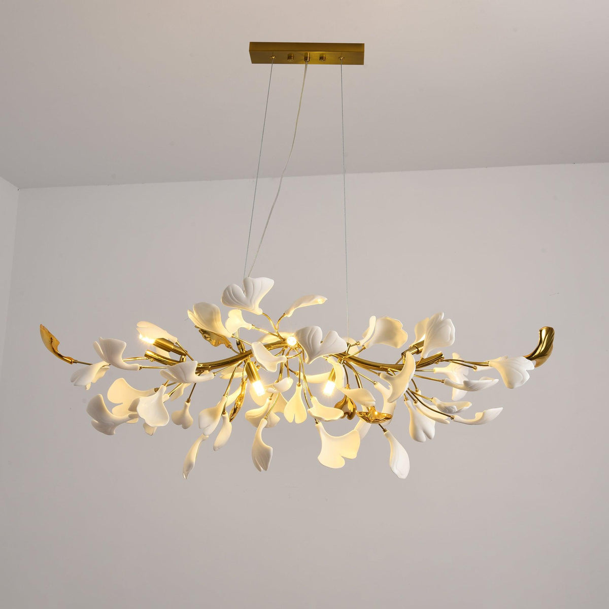 Dylo candelabru din alamă cu ramuri de petale ceramice liniare Ginkgo