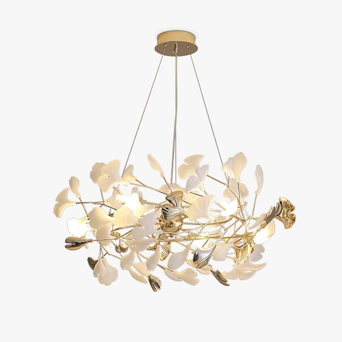 Quiven candelabru Gingko Leaf din ceramică aurie elegant