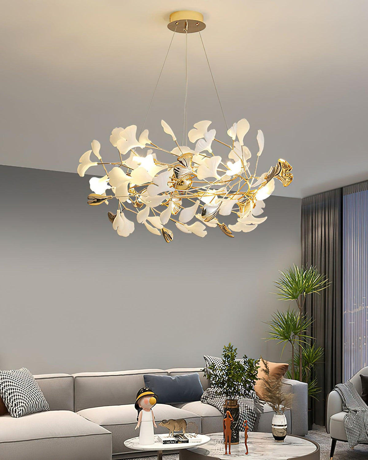 Quiven candelabru Gingko Leaf din ceramică aurie elegant