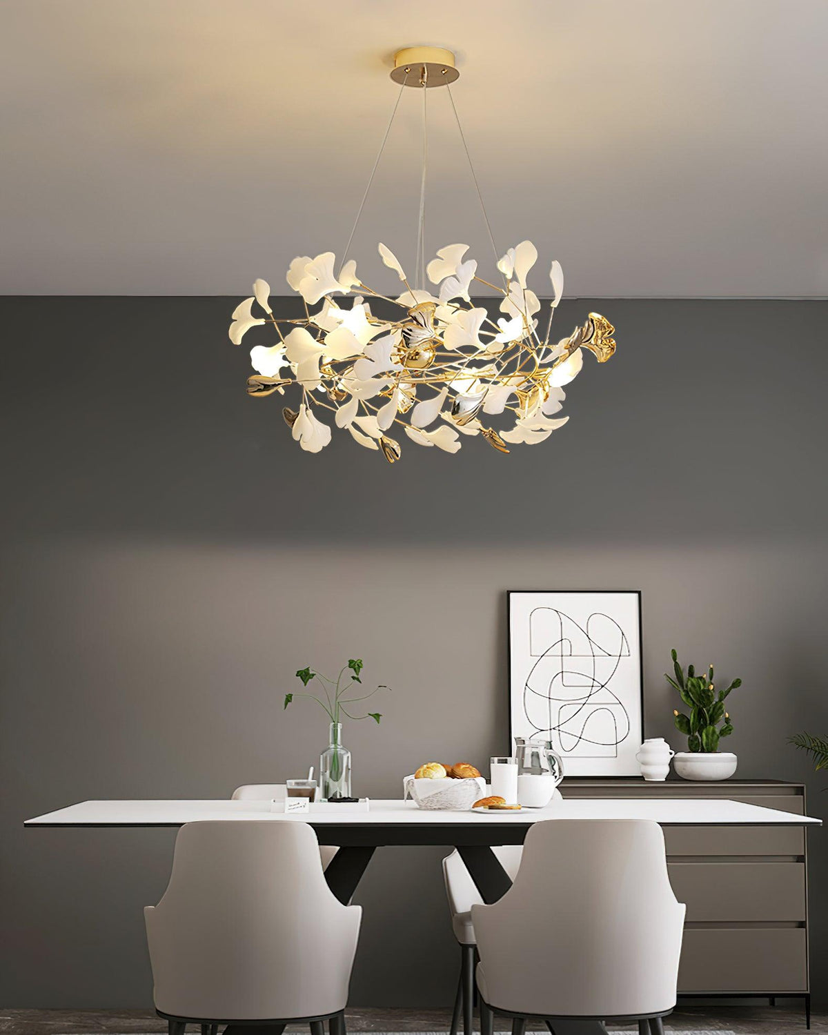 Quiven candelabru Gingko Leaf din ceramică aurie elegant