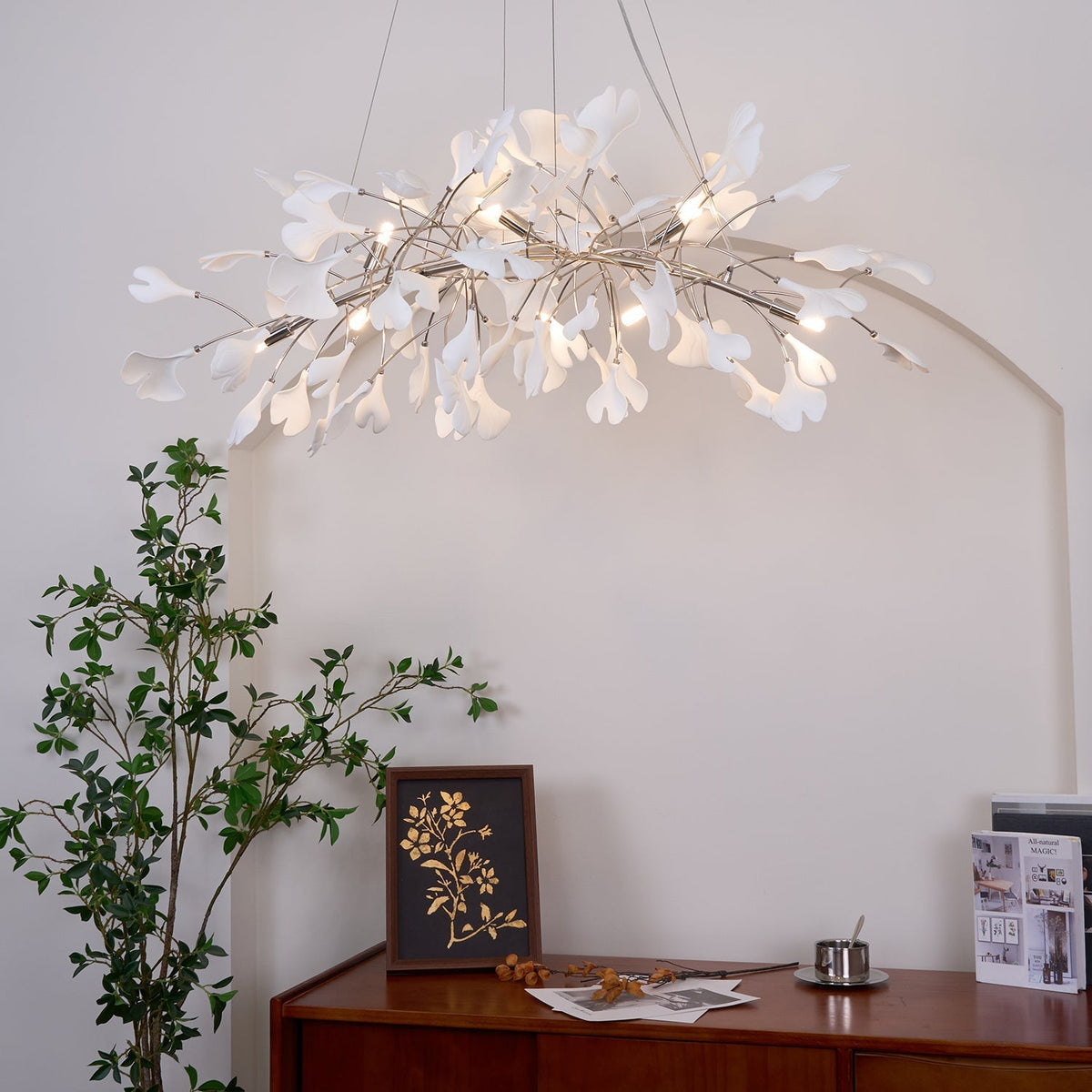 Oriiselle candelabru Ceramic Gingko petală auriu