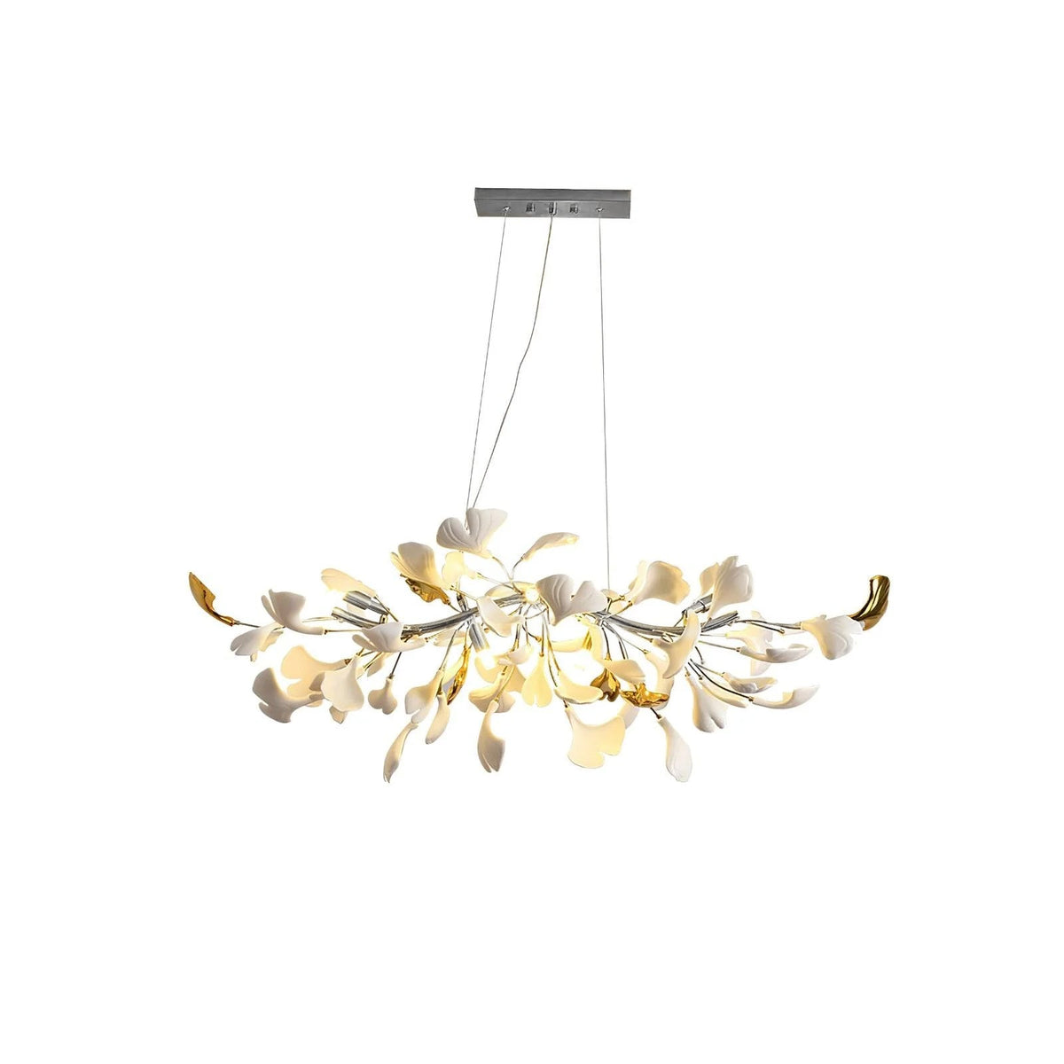 Dylo candelabru din alamă cu ramuri de petale ceramice liniare Ginkgo