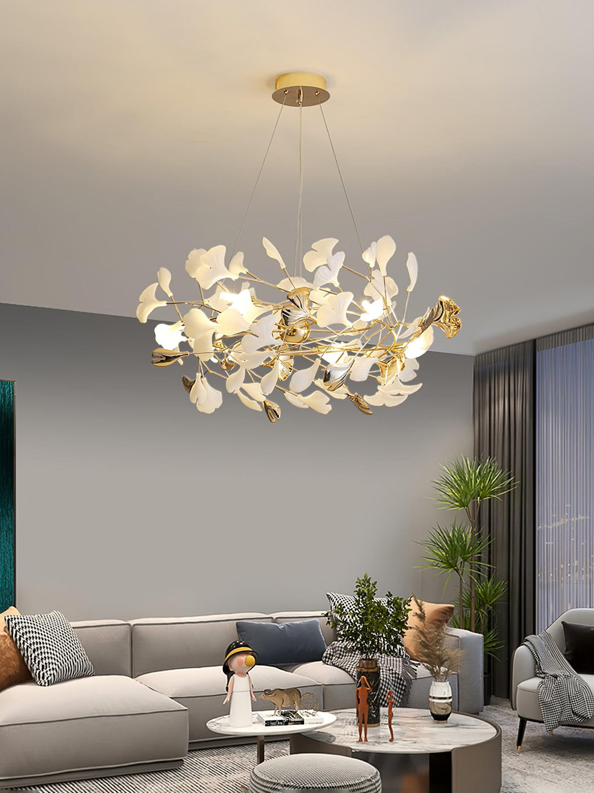 Quiven candelabru Gingko Leaf din ceramică aurie elegant