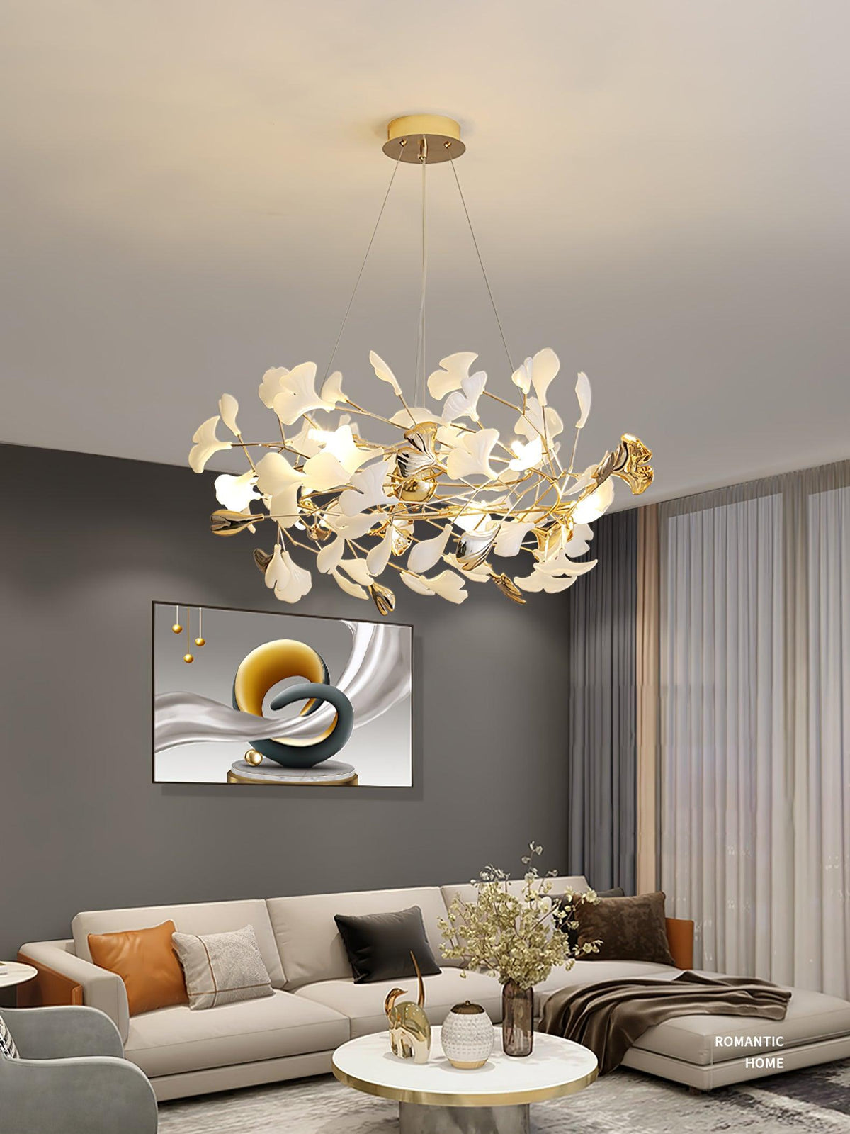 Quiven candelabru Gingko Leaf din ceramică aurie elegant