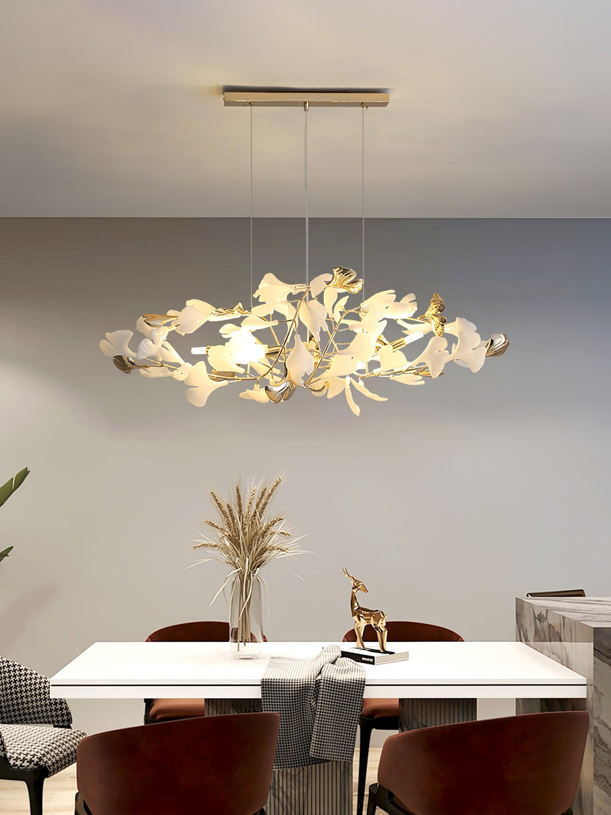 Quiven candelabru Gingko Leaf din ceramică aurie elegant