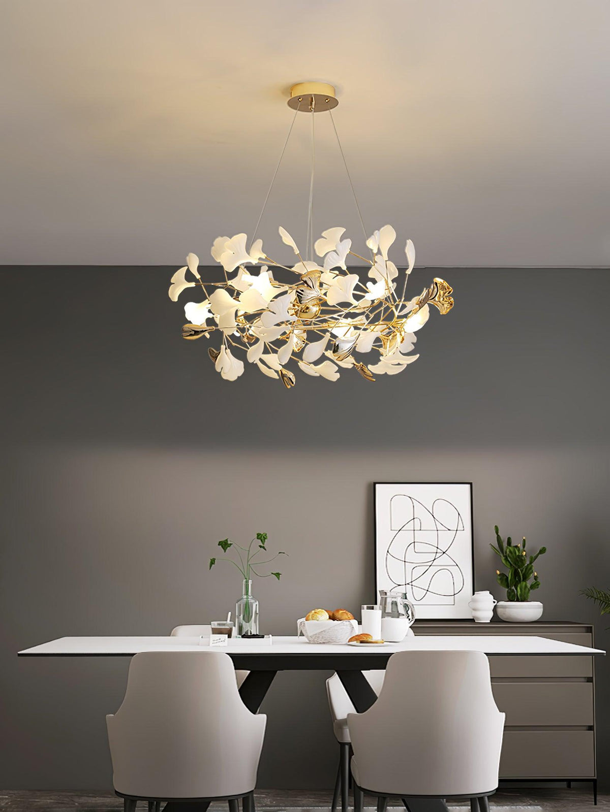 Quiven candelabru Gingko Leaf din ceramică aurie elegant