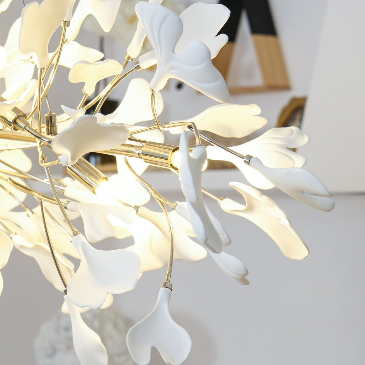 Arux Gingko candelabru Art Deco cu frunze îndreptate în jos