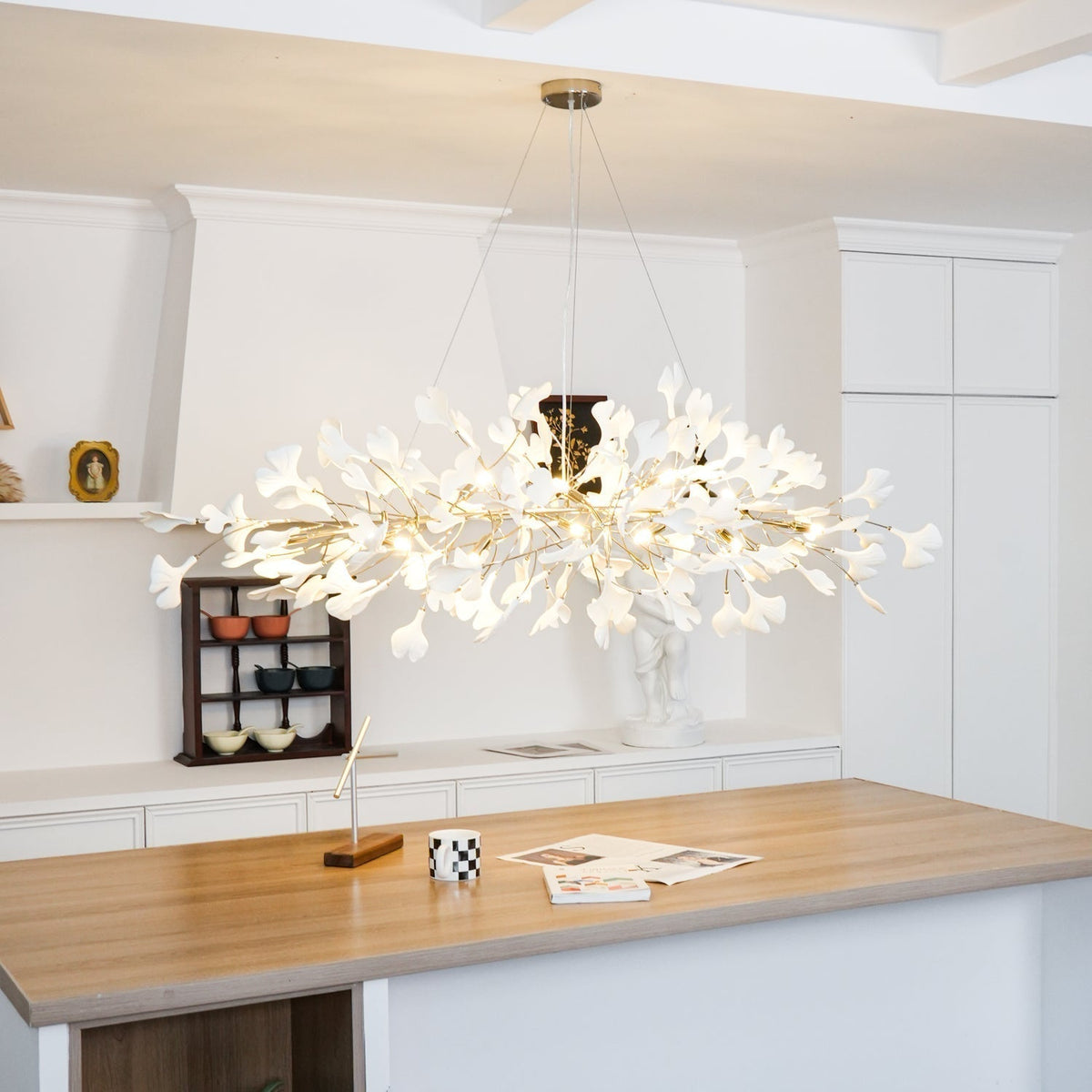 Arux Gingko candelabru Art Deco cu frunze îndreptate în jos