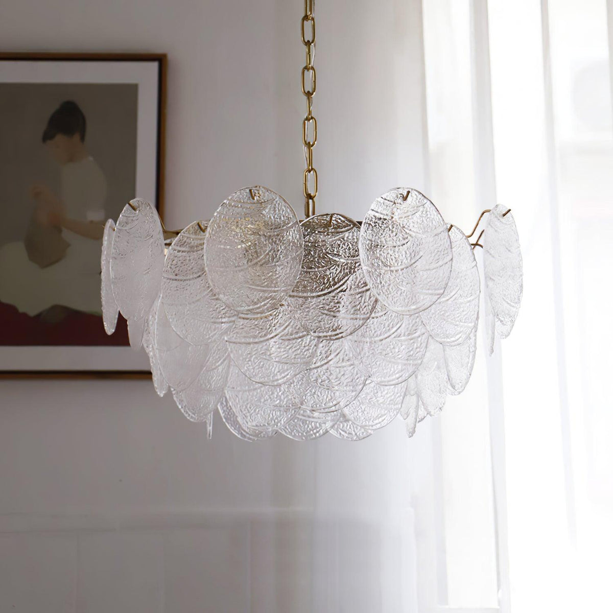 Eirenian candelabru auriu din sticlă, cu disc