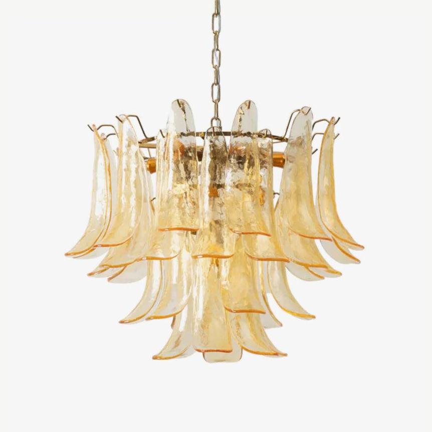 Elvess candelabru din sticlă Murano Frunze Aurii