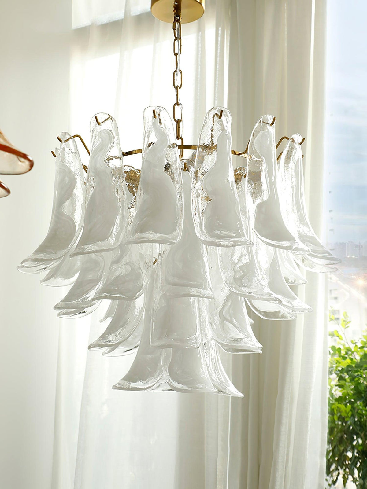 Elvess candelabru din sticlă Murano Frunze Aurii