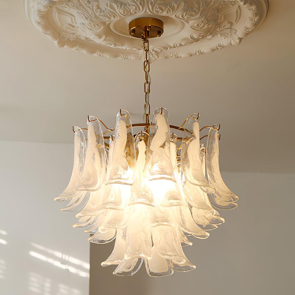 Elvess candelabru din sticlă Murano Frunze Aurii