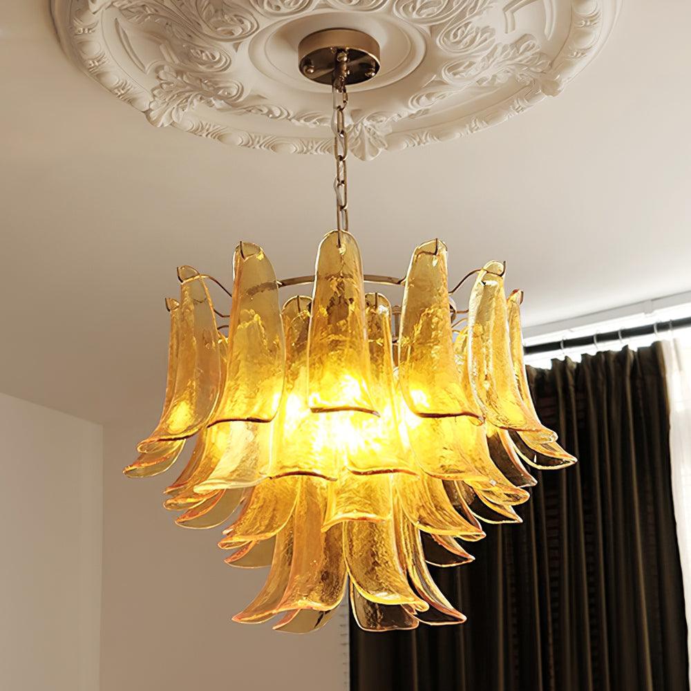 Elvess candelabru din sticlă Murano Frunze Aurii