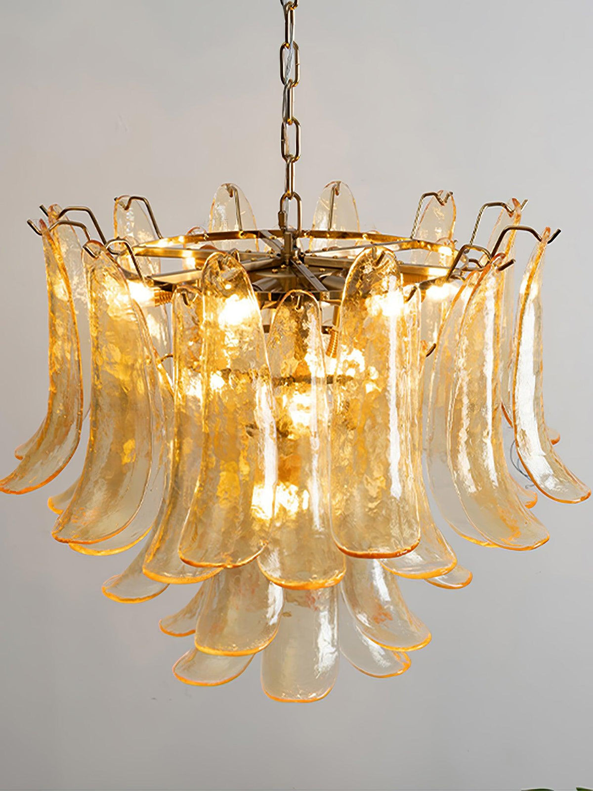Elvess candelabru din sticlă Murano Frunze Aurii