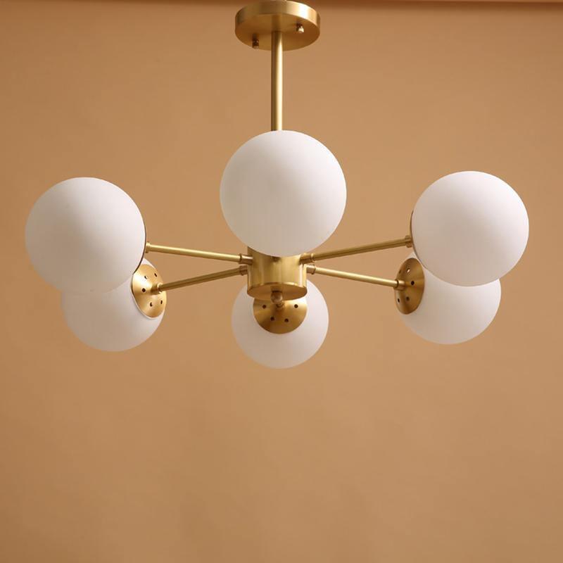 Eshlen candelabru din alamă și sticlă opal