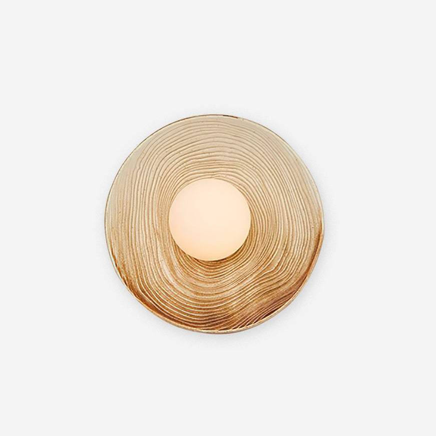 Aplică de perete cu disc ceramic texturat și accent din lemn pentru living, pentru zona de intrare, în stil modern