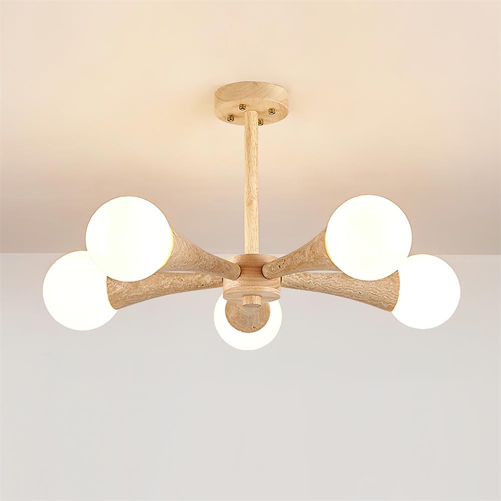 Tavenina plafonieră aplicată din lemn și travertin