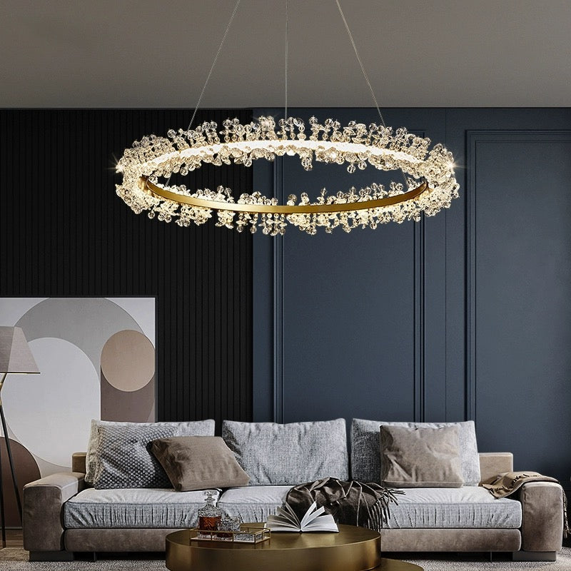 Kristy lampă suspendată din cristal, de lux, circulară, cu ciucuri