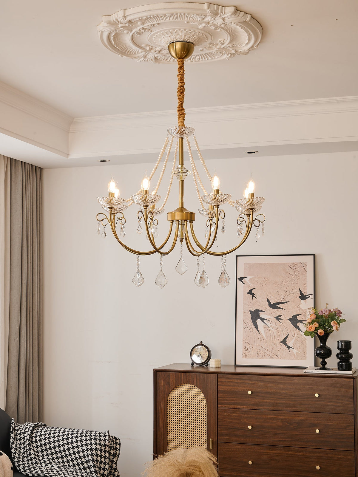 Elyisian candelabru din cristal, elegant, clasic, cu aspect perlat