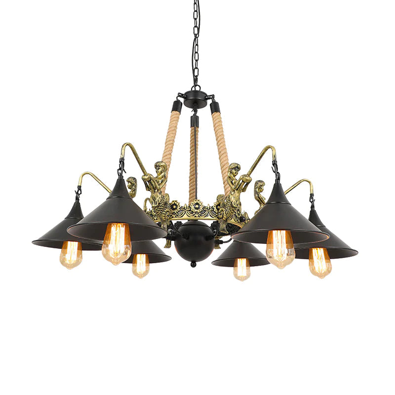 Epoch candelabru vintage în formă de trompetă, negru, din metal, pentru living și restaurant
