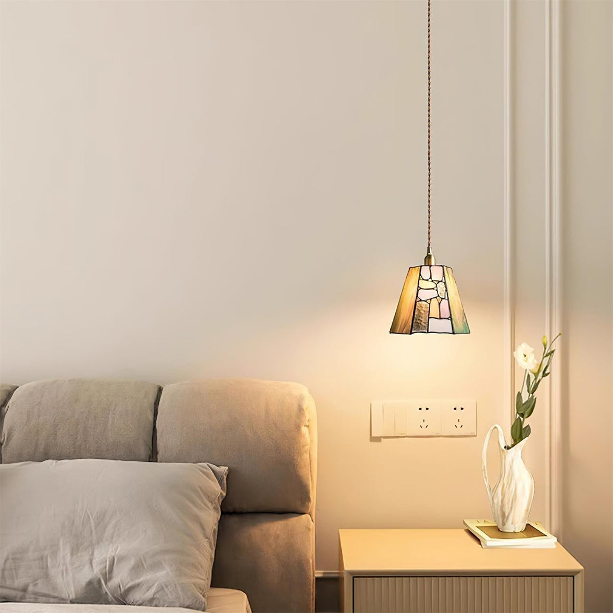 Fira Tiffany-Style lampă suspendată din sticlă colorată