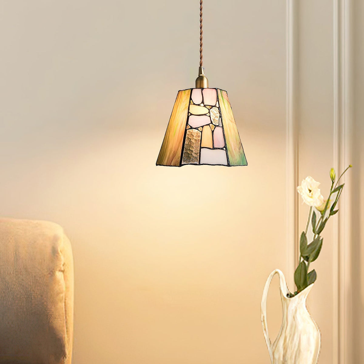 Fira Tiffany-Style lampă suspendată din sticlă colorată