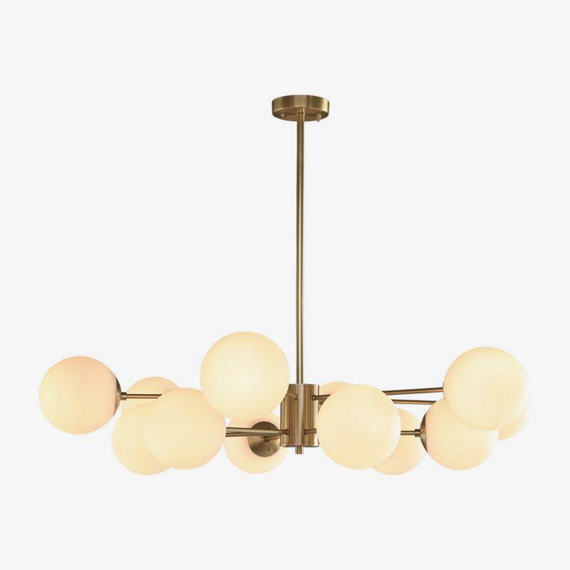 Eshlen candelabru din alamă și sticlă opal