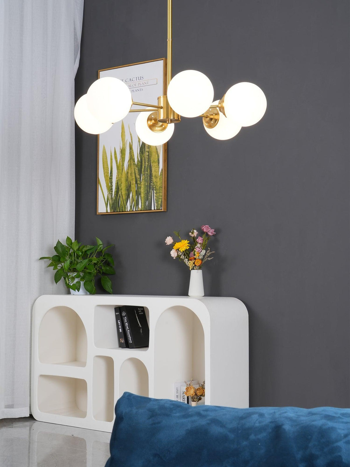 Eshlen candelabru din alamă și sticlă opal