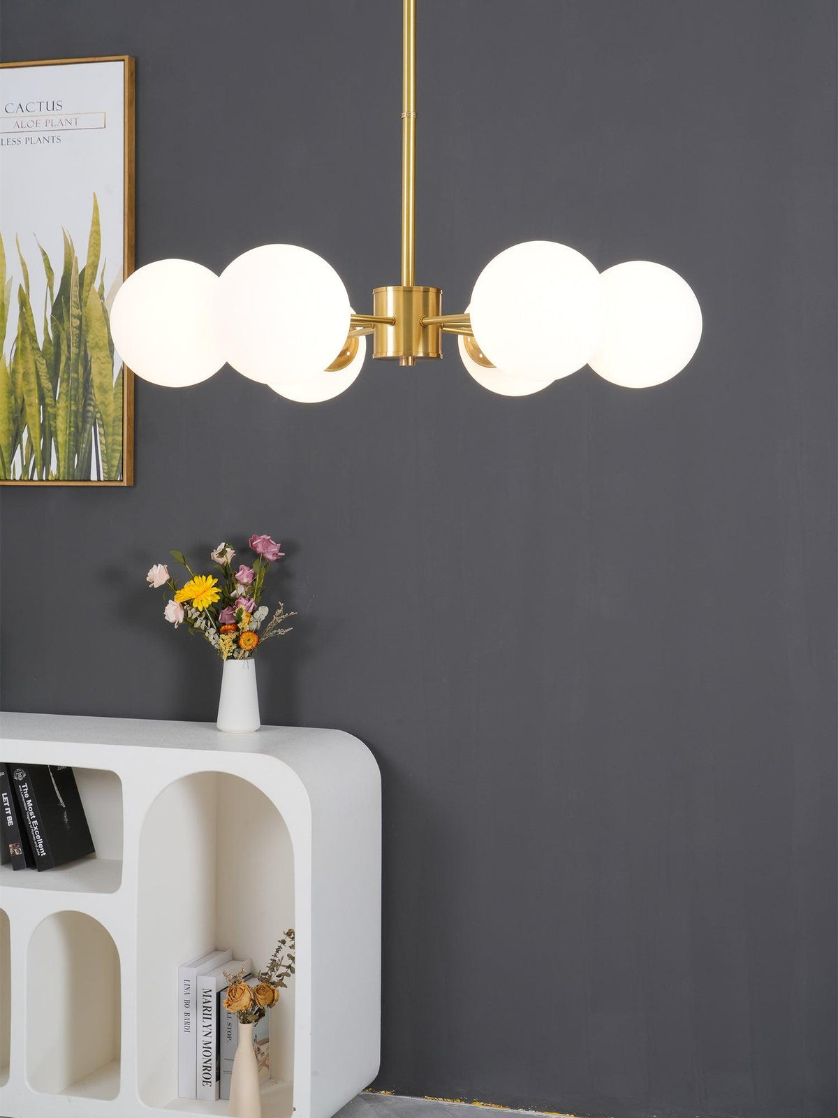 Eshlen candelabru din alamă și sticlă opal