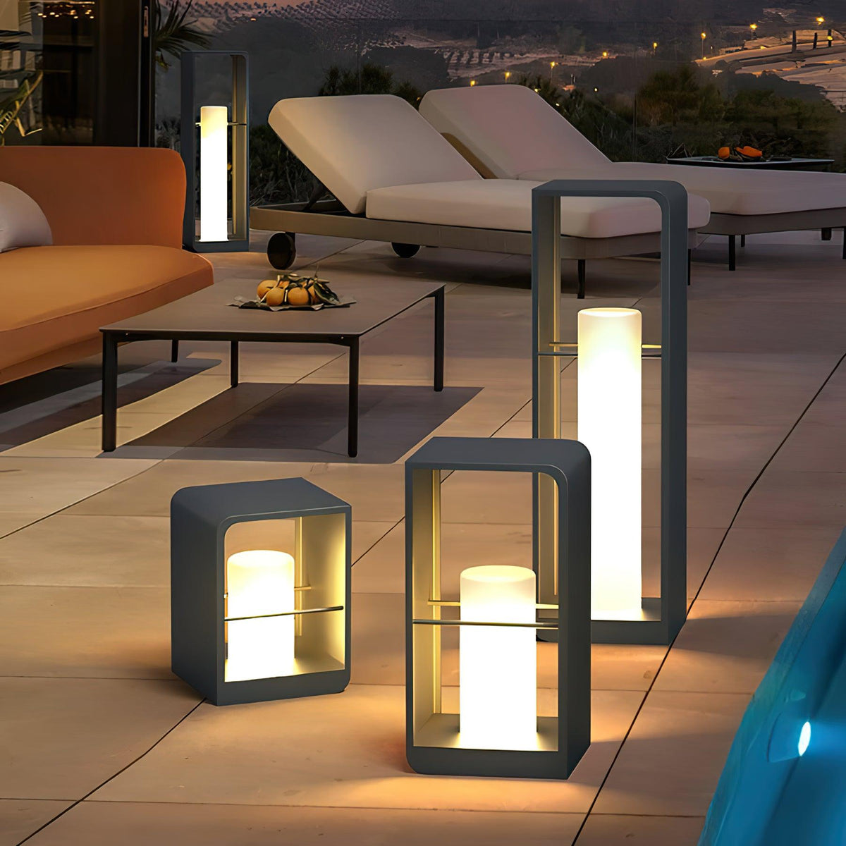 Cian corp de iluminat pentru exterior, modern