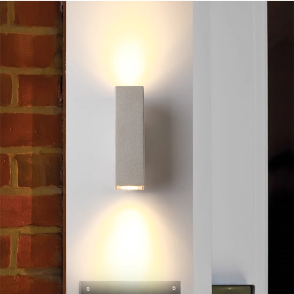 Ray aplică de perete pentru exterior minimalist din ciment pătrat, alb
