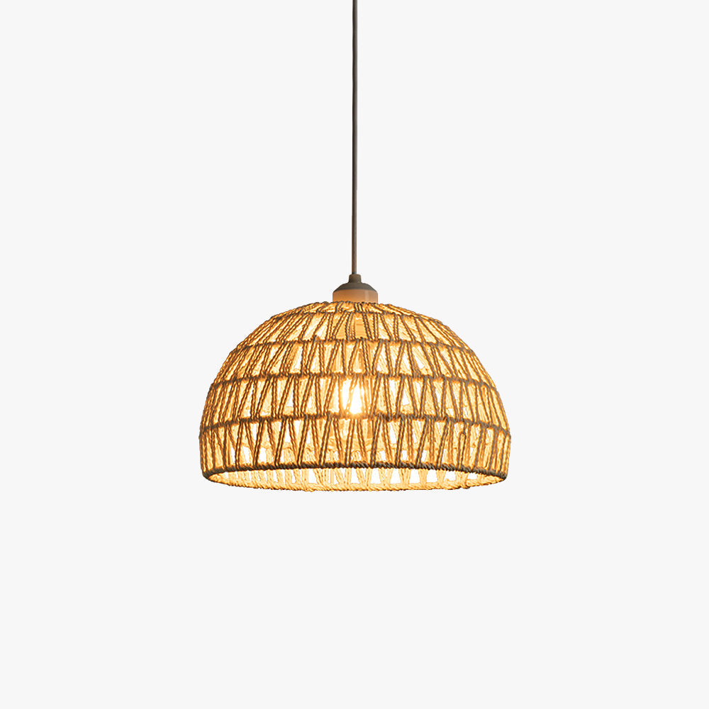 Ritta Boho Retro lampă suspendată LED lemn ratan dormitor/Restaurant