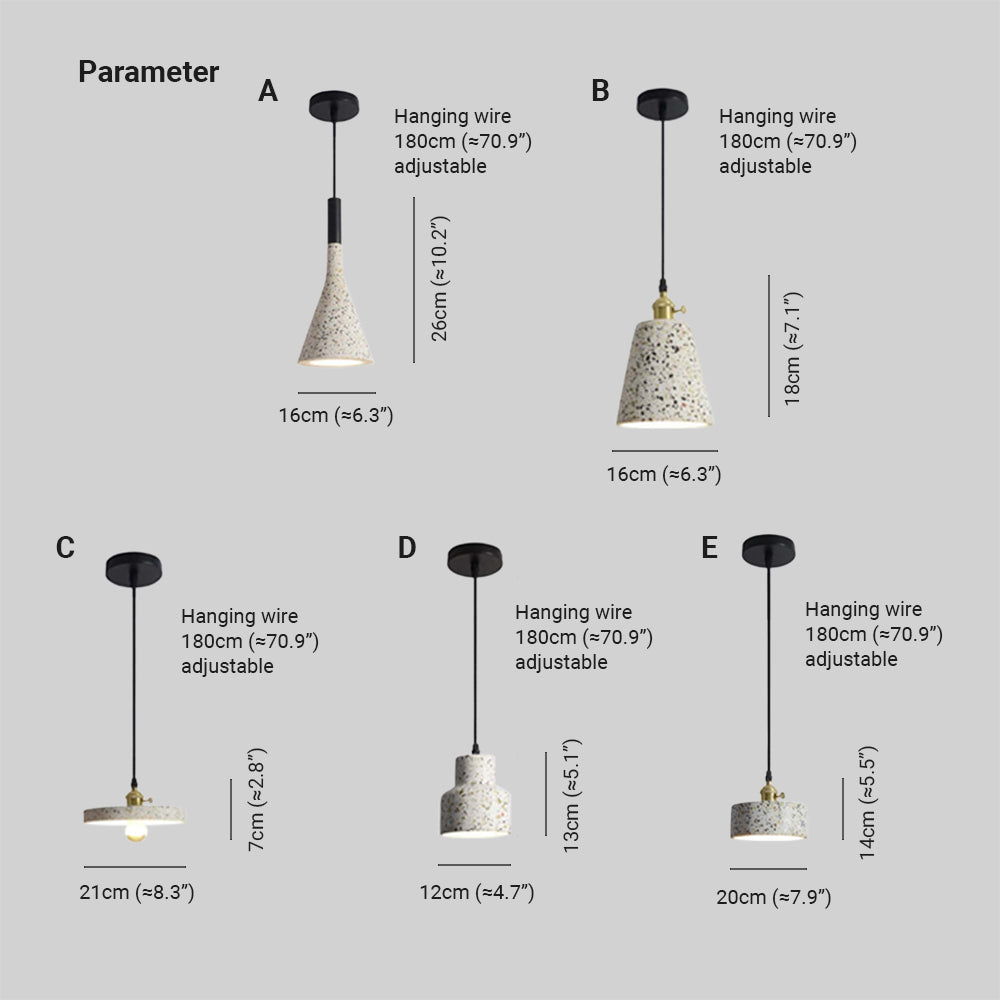Aria lampă suspendată din piatră modernă, 5 Stil