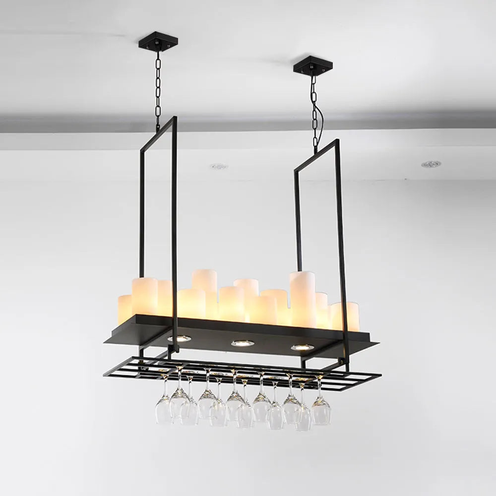 Austin candelabru negru pentru Insulă de Bucătărie, Suport pentru sticlă de Vin