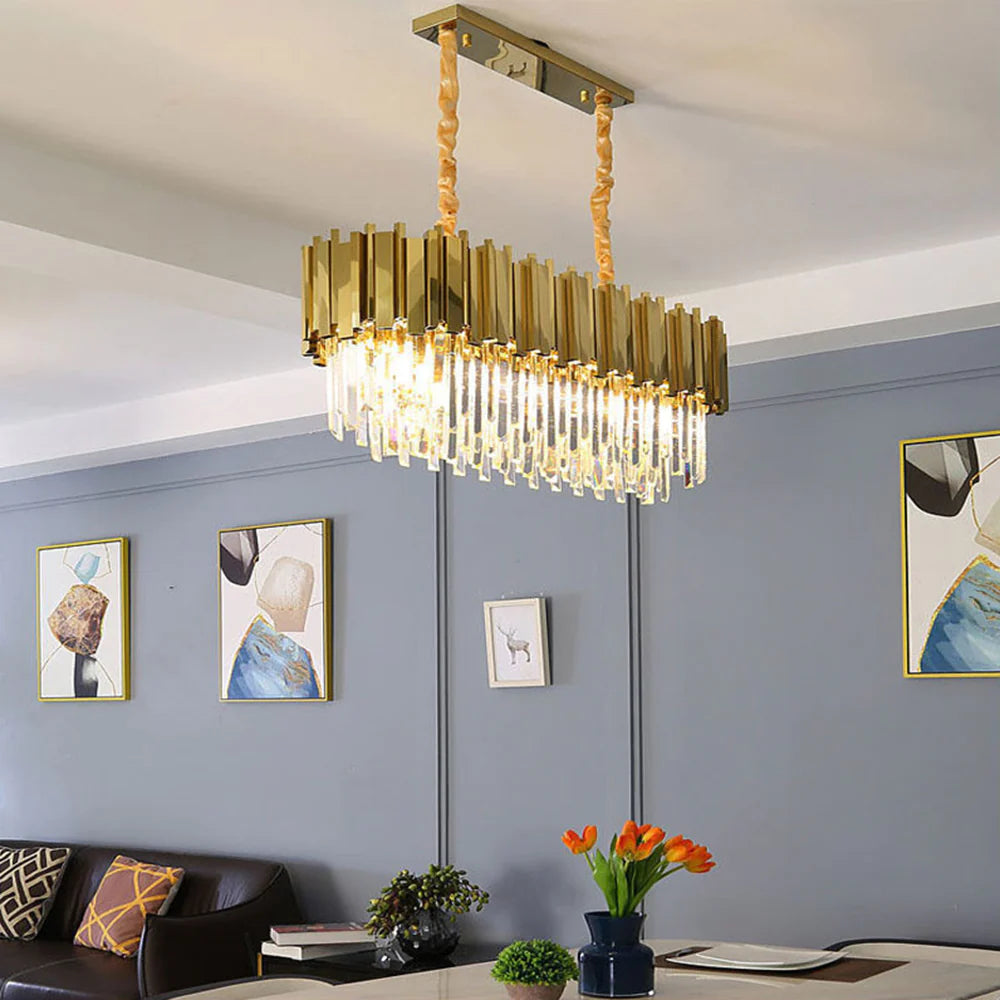 Kristy candelabru auriu din cristal, nordic, postmodern, de lux, pentru sufragerie și living