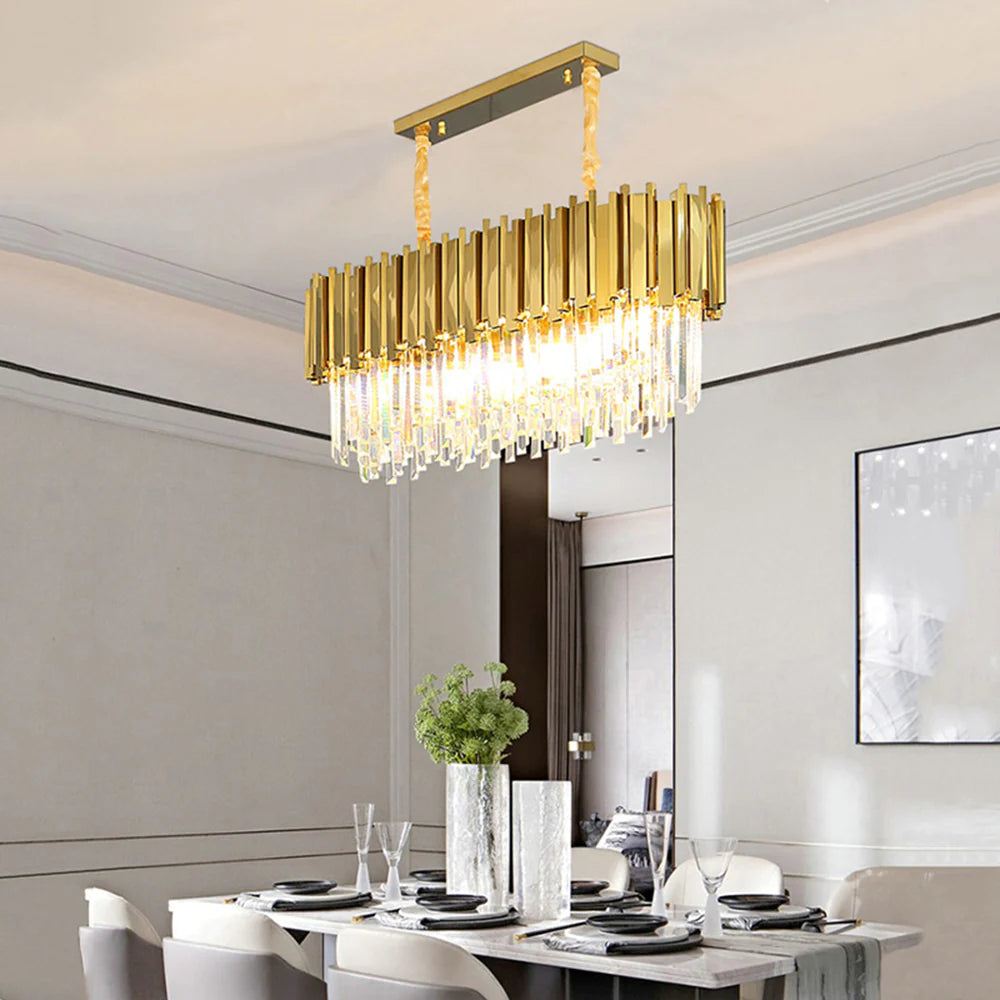 Kristy candelabru auriu din cristal, nordic, postmodern, de lux, pentru sufragerie și living